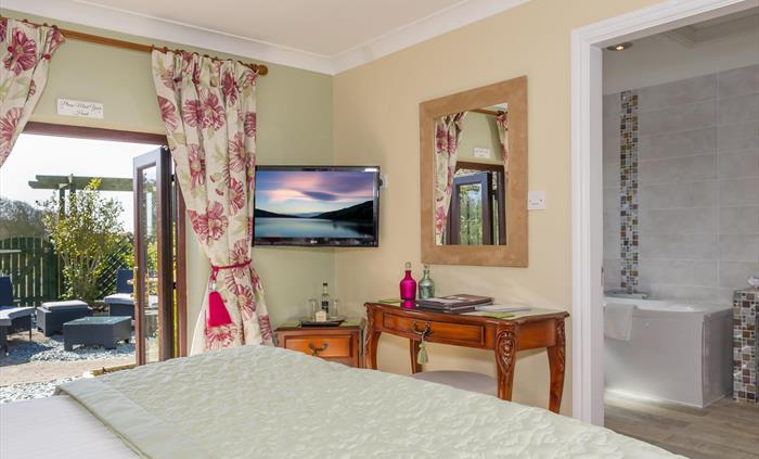 Superior Courtyard Room at Ty'n Rhos country house with outside seating area